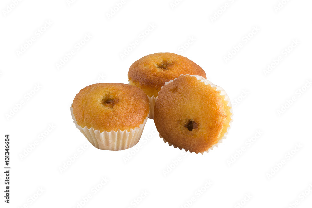 small sweet muffins isolated on white
