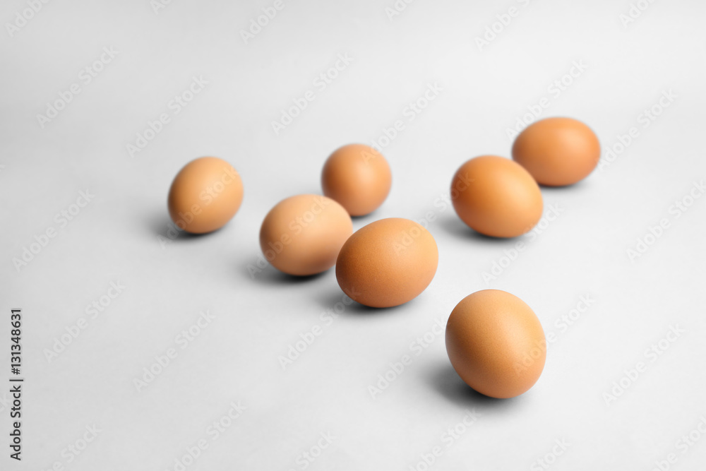 Group of eggs on light background Group of eggs on light background