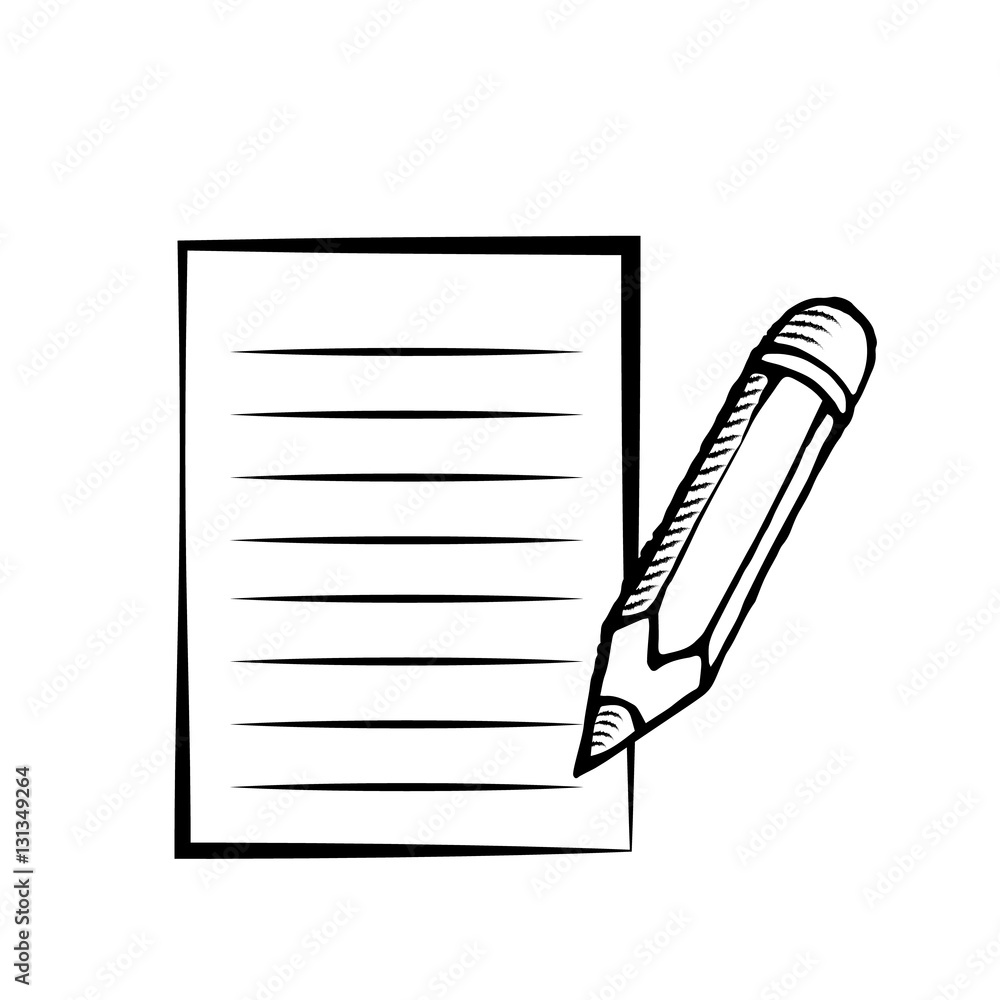 Notepad with pencil on white background. Template for advertising