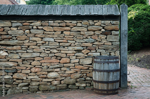 Stone Wall and Barrel