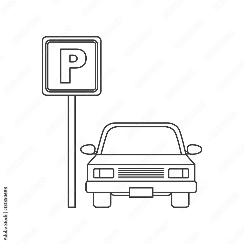 parking zone sign with car icon. vector illustration parking zone sign with car icon. vector illustration