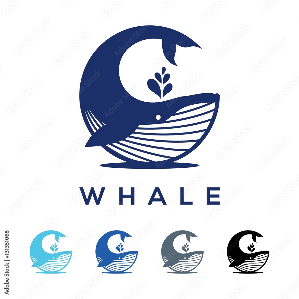 Naklejka premium Simple Whale Logo Design Circular