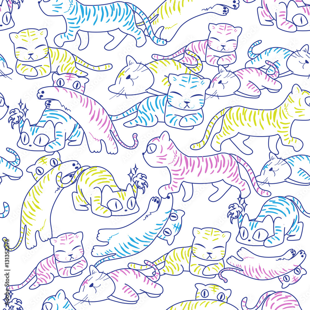 Obraz premium Seamless pattern of wild cat