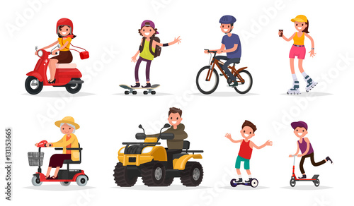 People and wheeled: vehicles, scooter, skateboard, bicycle, roll