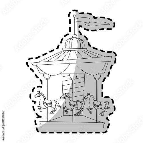 Carousel icon. Carnival fair circus entertainment and festival theme. Isolated design. Vector illustration