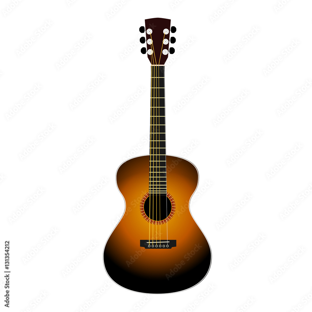 Classical guitar on a white