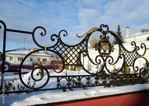 Фрагмент кованой ограды Никитского храма в честь Рождества Пресвятой Богородицы photo