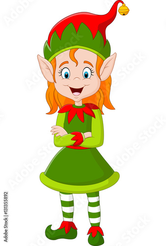 Cartoon happy christmas elf