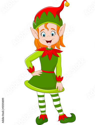 Cartoon happy christmas elf
