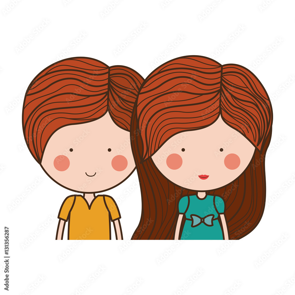 Girl and boy cartoon icon. Couple relationship family love and romance theme. Isolated design. Vector illustration Girl and boy cartoon icon. Couple relationship family love and romance theme. Isolated design. Vector illustration