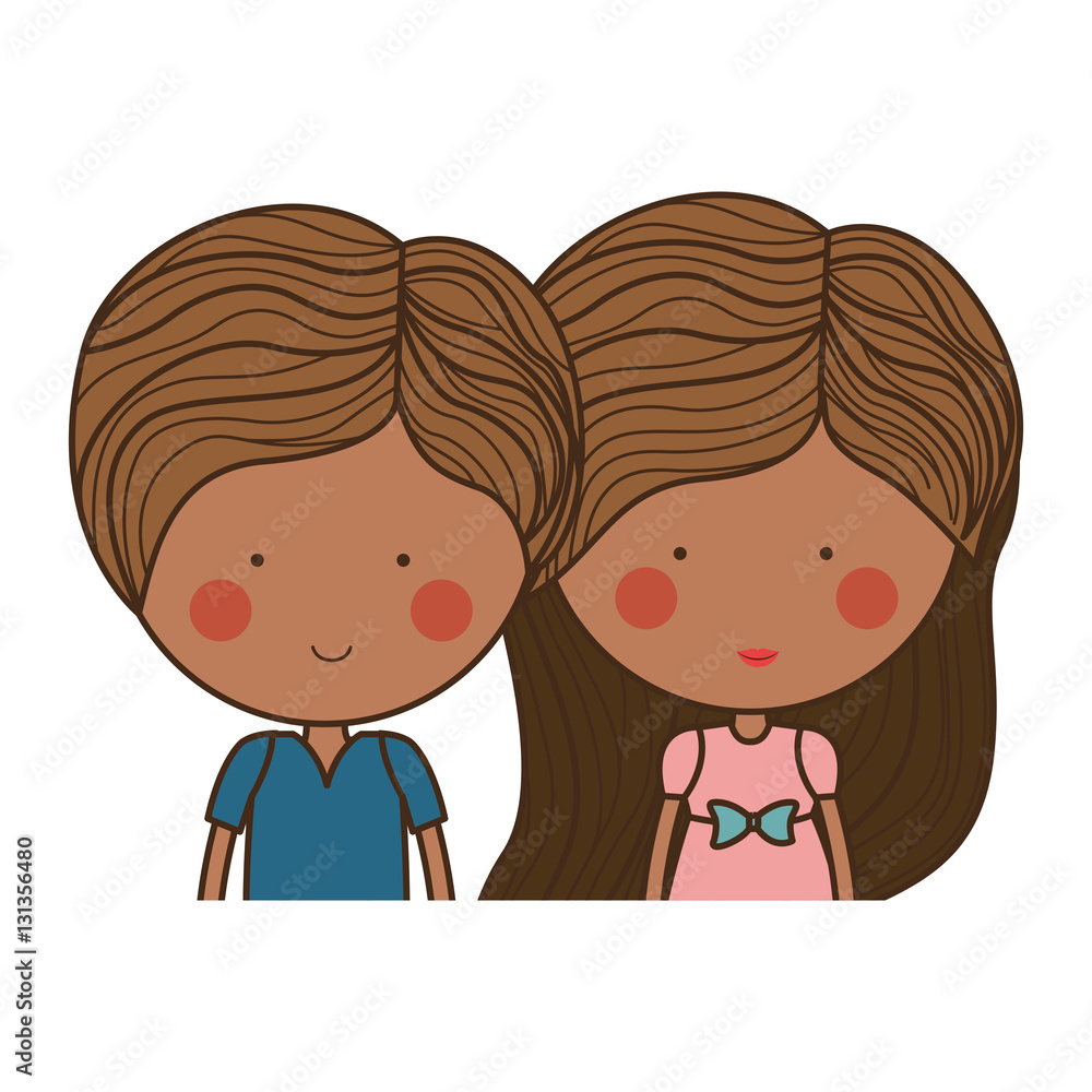 Girl and boy cartoon icon. Couple relationship family love and romance theme. Isolated design. Vector illustration Girl and boy cartoon icon. Couple relationship family love and romance theme. Isolated design. Vector illustration