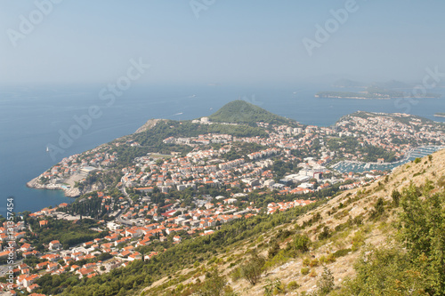 Nice view of the city of Dubrovnik surrounded by mountains and the sea. Croatia © FomaA