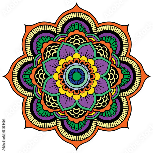 Colored mandala on the whit...