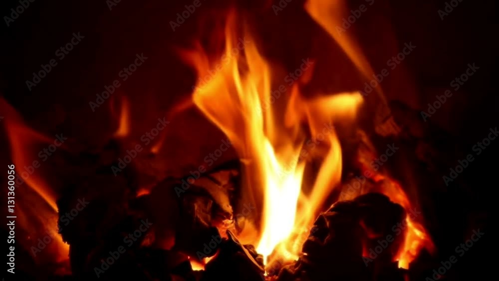 Burning fire in a home fireplace Burning fire in a home fireplace
