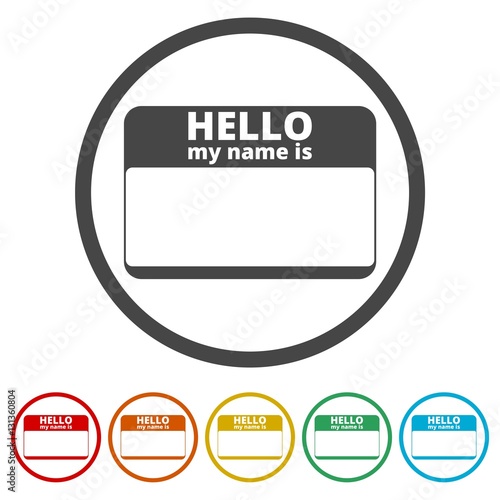 Hello my name card, with Copy Space icons set
