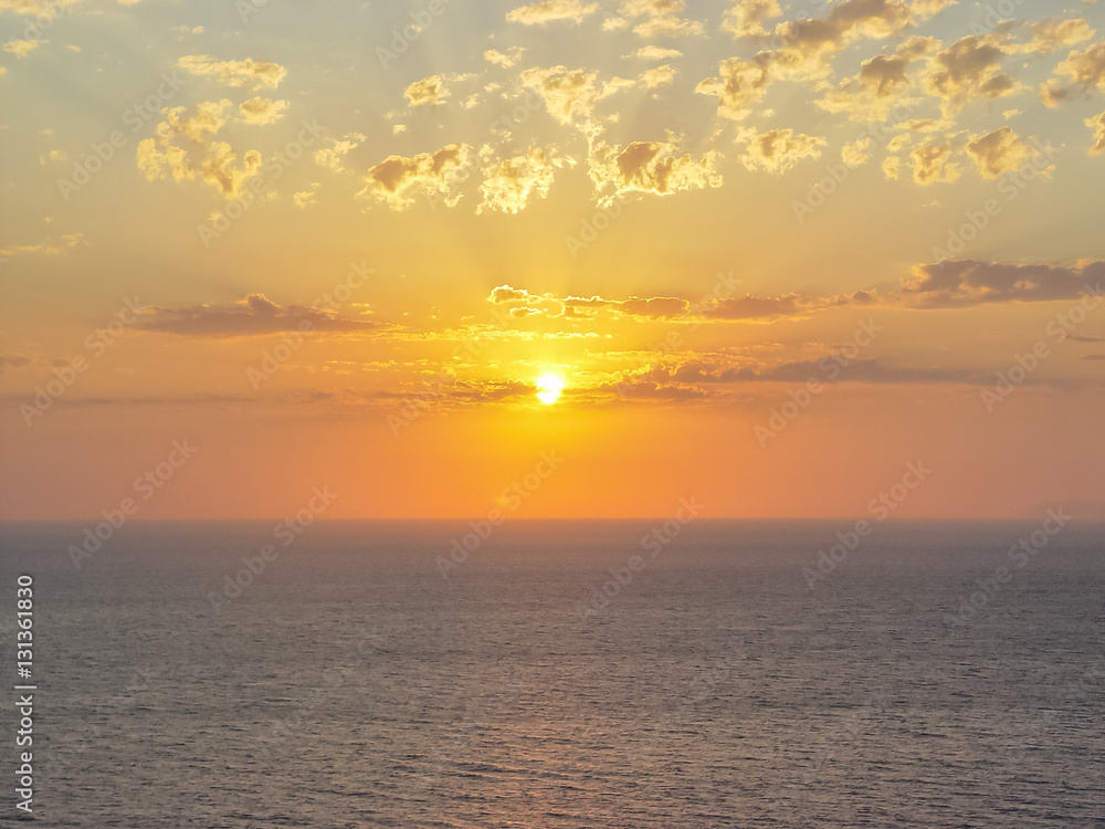 Obraz premium Santorini island at the sunset. A viewpoint from Oia village