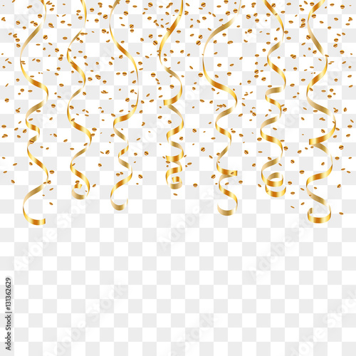 Gold streamers set. Golden serpentine ribbons, isolated on transparent  background. Decoration for party, birthday celebrate or Christmas carnival,  New Year gift. Festival decor. Vector illustration 4985615 Vector Art at  Vecteezy