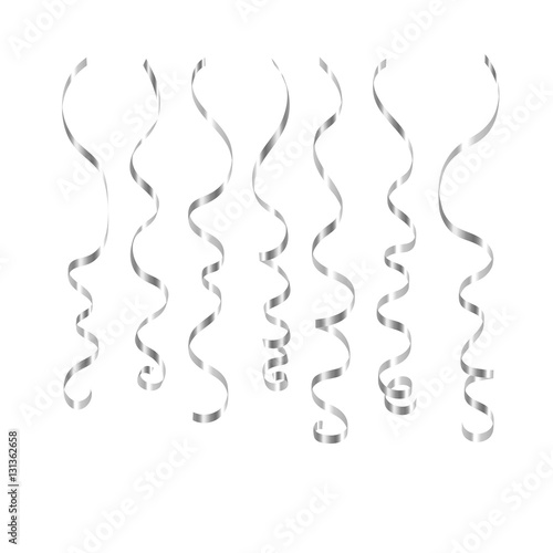 Silver Streamers Set Argent Curly Confetti Stock Vector (Royalty Free)  770678485