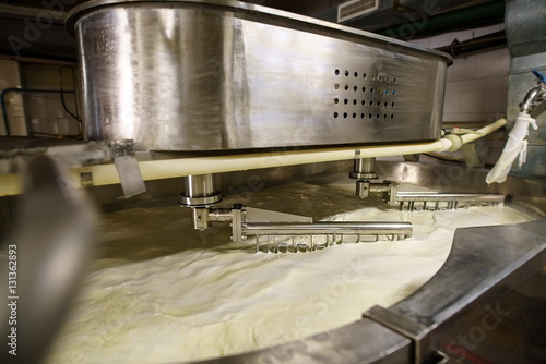 Process of mixing at dairy production line