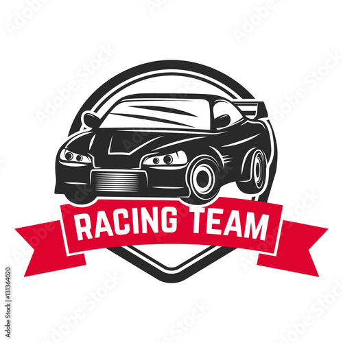 Racing car illustration. Design element for emblem  sign  brand mark