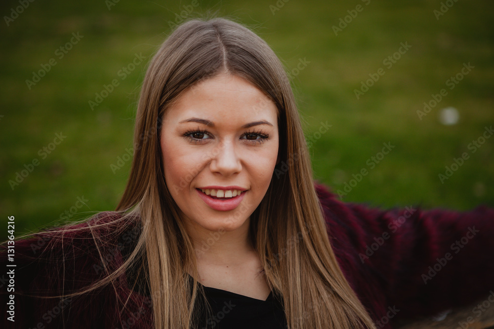 Pretty blonde girl with fur coat Pretty blonde girl with fur coat