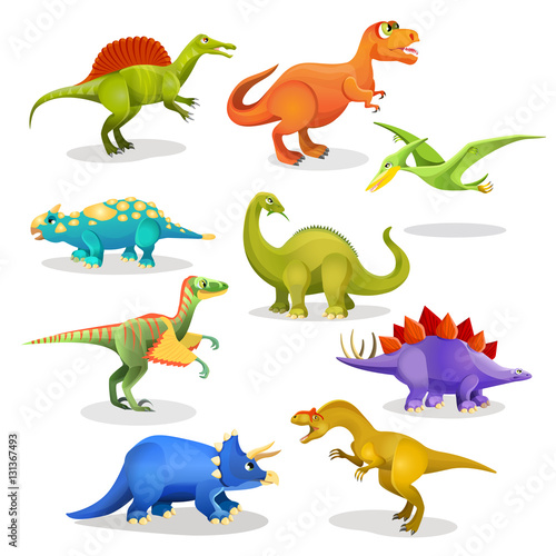 Collection of prehistoric dinosaur habitants. Vector © Shanvood
