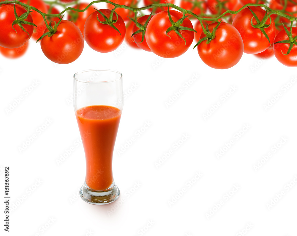 Isolated image of glass with tomato juice and tomatoes. Isolated image of glass with tomato juice and tomatoes.