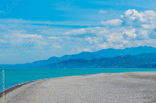 Batumi pebble stone beach in Batumi, Adjara, Georgia