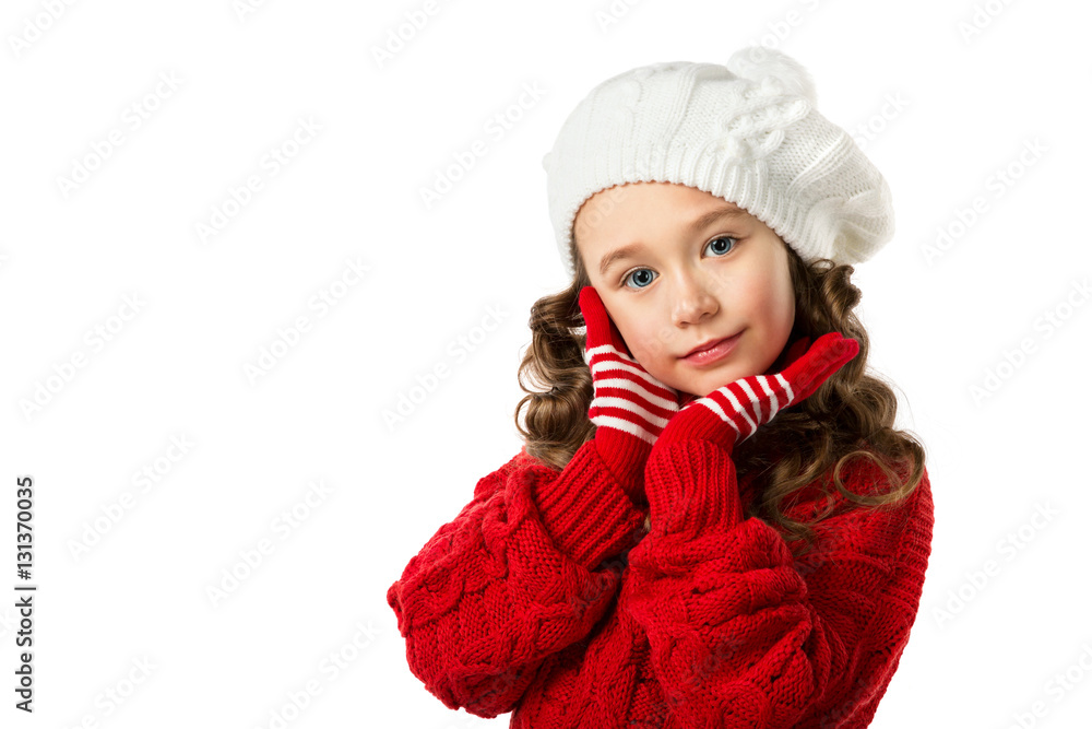 Cute little girl in winter clothes on isolated white background Cute little girl in winter clothes on isolated white background