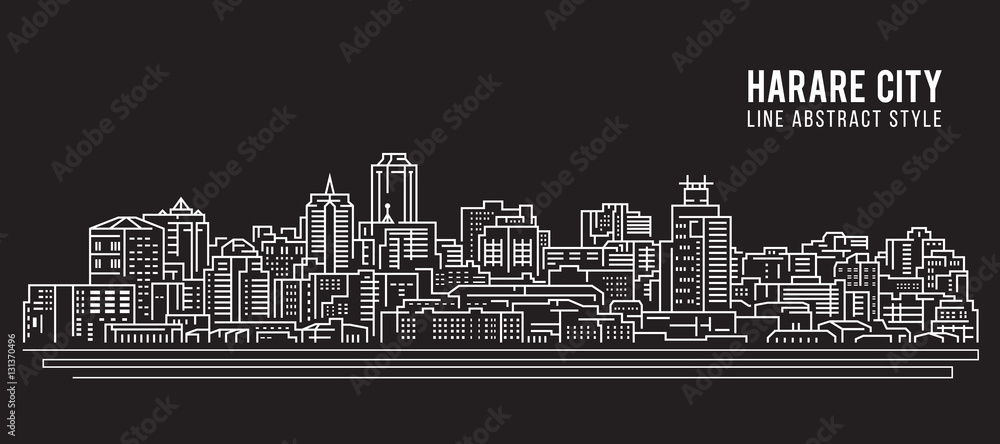 Cityscape Building Line art Vector Illustration design - Harare city