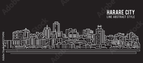 Cityscape Building Line art Vector Illustration design - Harare city