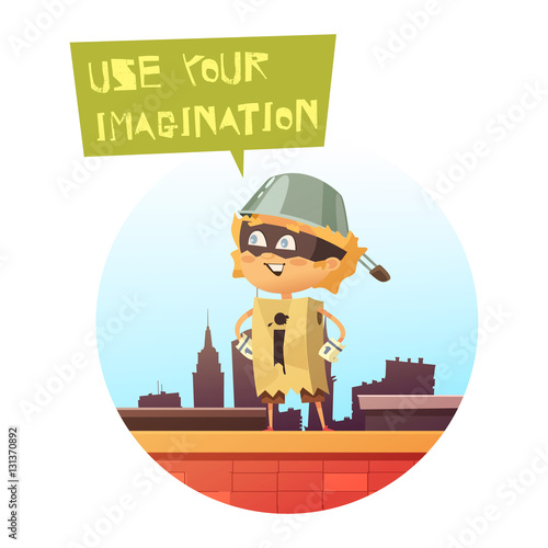 Comic Kid Image In Superhero Costume 
