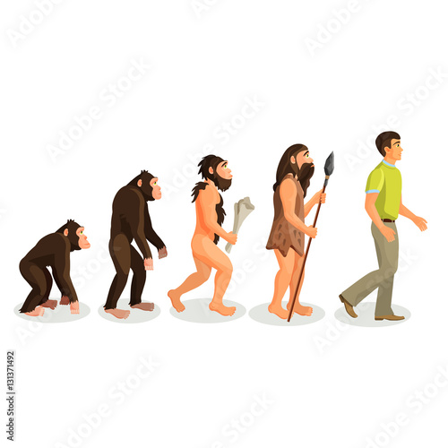 Evolution ape to man process and related concepts.