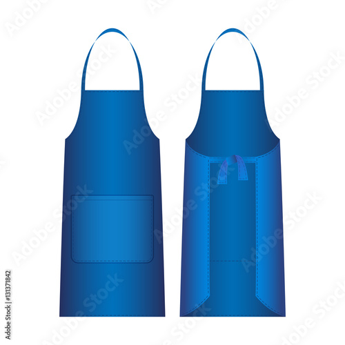 Apron isolated on white. Blue outer protective garment