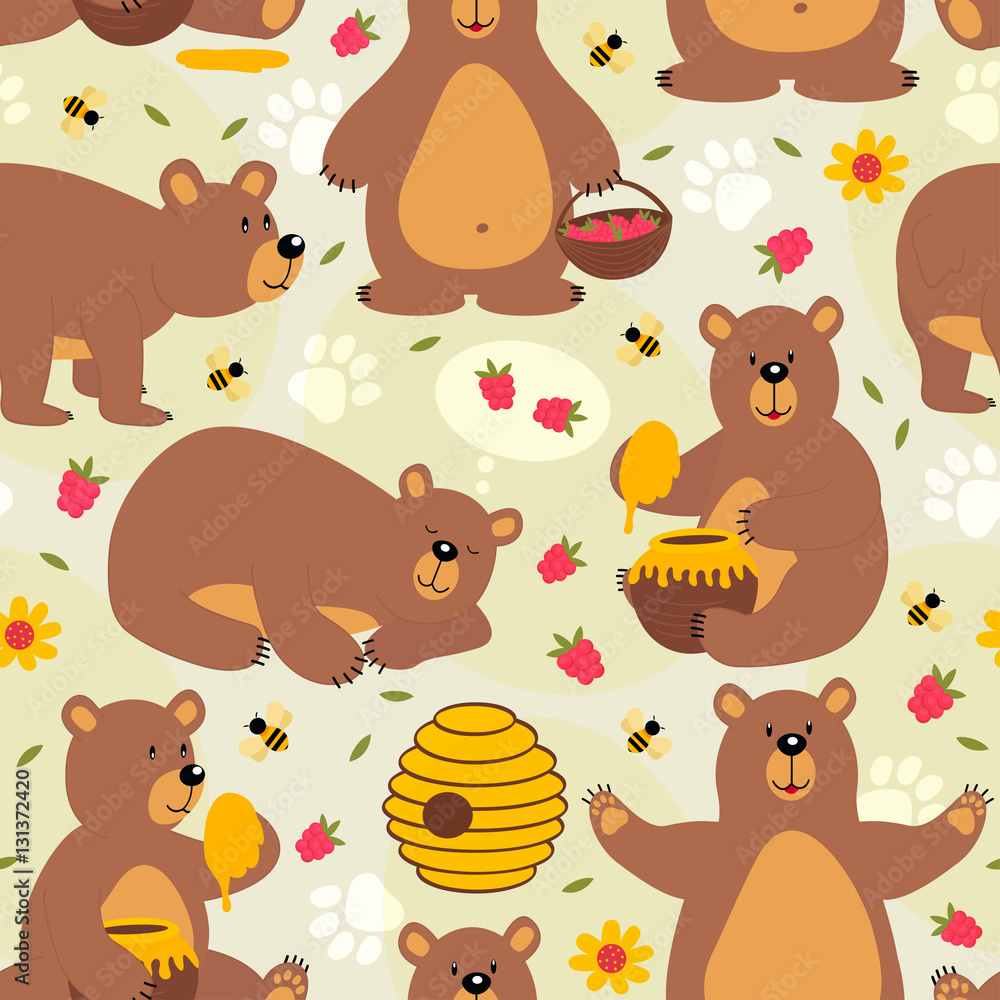 seamless pattern brown bear - vector illustration, eps

