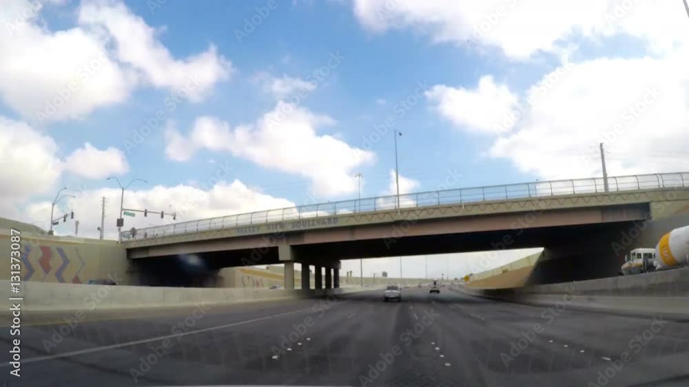 Timelapse hyperlapse view from a car on the freeway in Las Vegas, Nevada, in United states of America