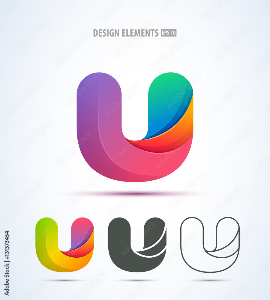 Vector abstract letter U logo design collection. Origami paper style. Vector abstract letter U logo design collection. Origami paper style.