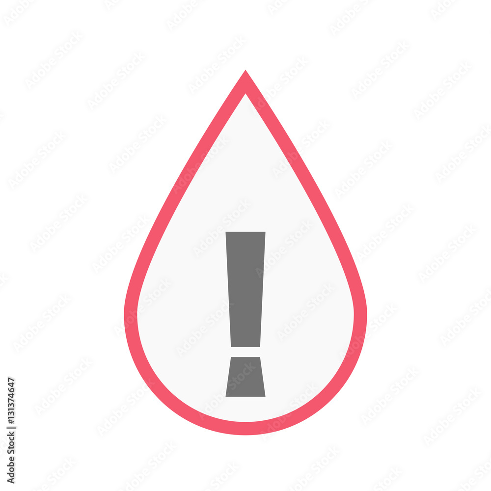 Isolated blood drop with an admiration sign Isolated blood drop with an admiration sign