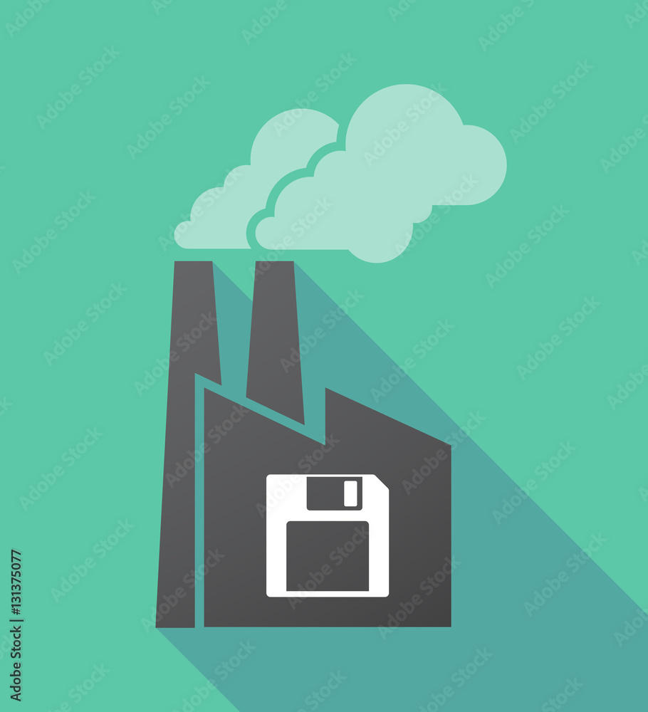 Long shadow factory with a floppy disk Long shadow factory with a floppy disk