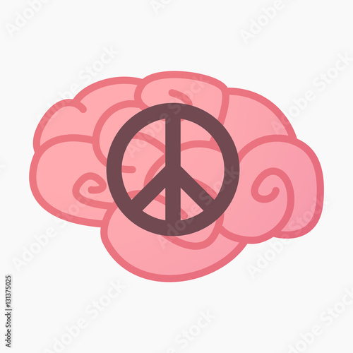 Isolated brain with a peace sign