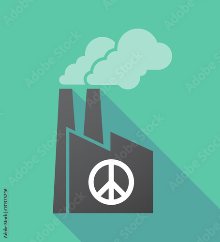 Long shadow factory with a peace sign