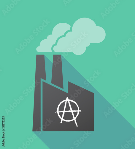 Long shadow factory with an anarchy sign