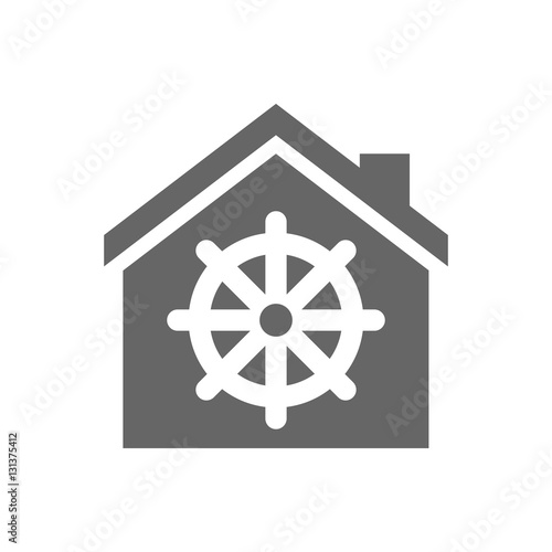 Isolated house with a dharma chakra sign