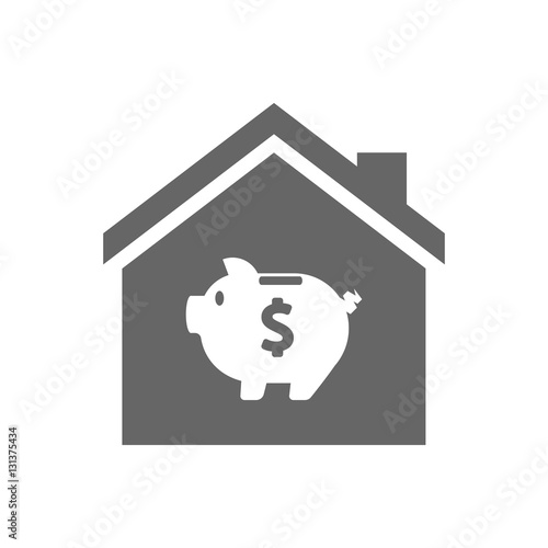 Isolated house with a piggy bank