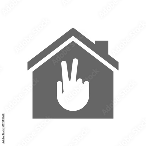 Isolated house with a victory hand
