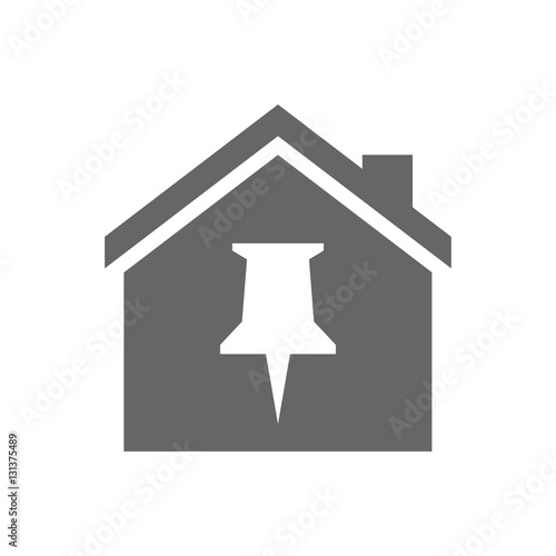 Isolated house with a push pin