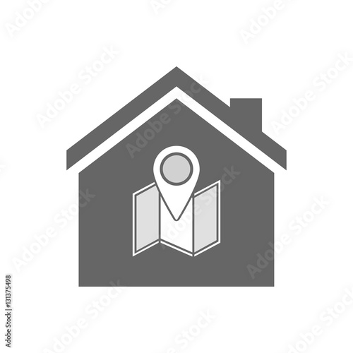 Isolated house with a map