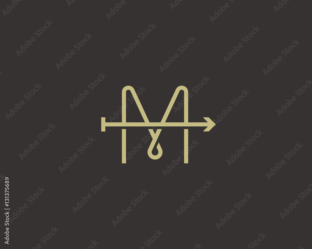Abstract letter M arrow logo design. Line vector monogram Abstract letter M arrow logo design. Line vector monogram