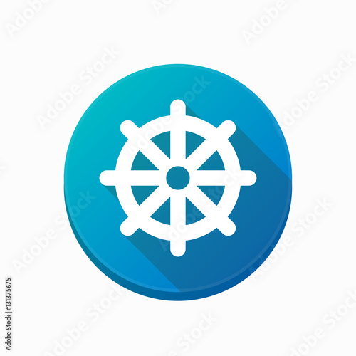 Isolated button with a dharma chakra sign