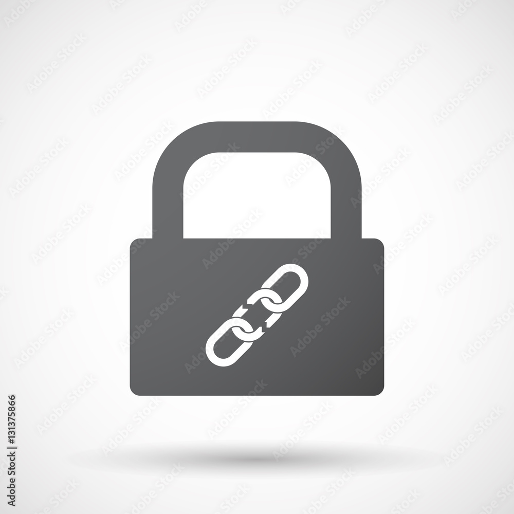 Isolated lock pad with a broken chain Isolated lock pad with a broken chain